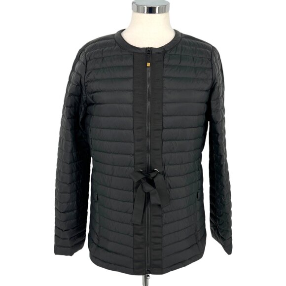 J McLaughlin Quilted Bow Waist Lightweight Goose Down Jacket Black Size Medium - Picture 1 of 12